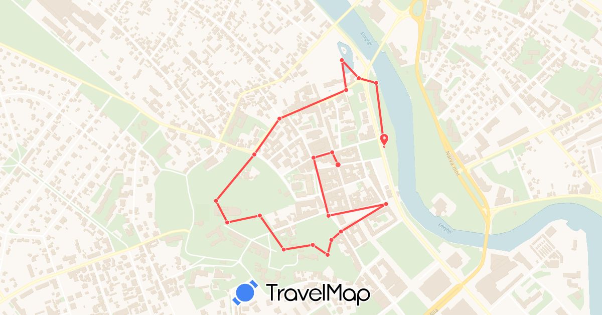 TravelMap itinerary: driving, hiking in Estonia (Europe)